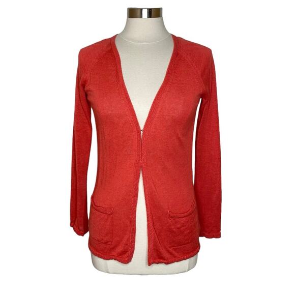 Maria Di Ripabianca Silk Linen Blend Knit Cardigan Front Pockets Women’s US 6 - Picture 1 of 11